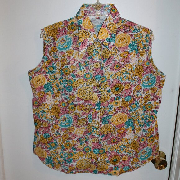 Vintage Fruit of the Loom Woven Sleeveless Blouse - Picture 1 of 2